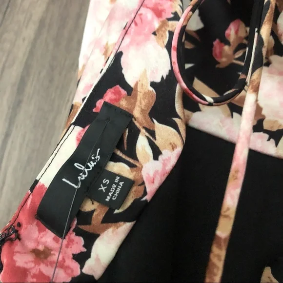 Lulus Moment of Chic Black Floral Print Satin Lace-Up Midi Dress - Picture 8 of 8